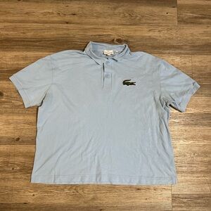 Lacoste Mens Size XL Short Sleeve Big Croc Collared Light Blue Polo Shirt